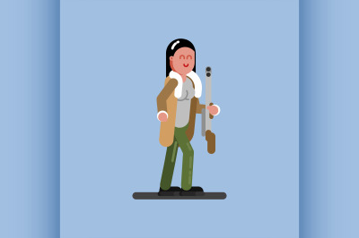 Hunter girl with gun and jacket