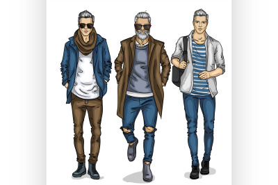 Vector young man models