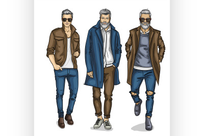 Vector young man models