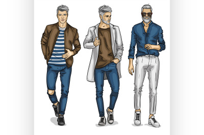 Vector young man models