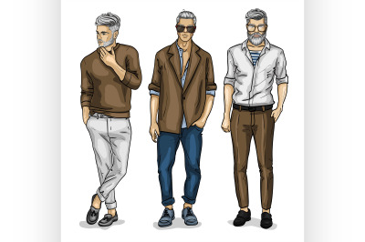 Vector young man models