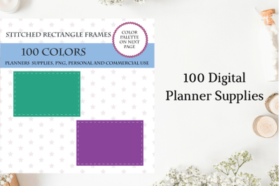 100 Stitched Rectangle Frame cliparts, Erin Condren frames clipart