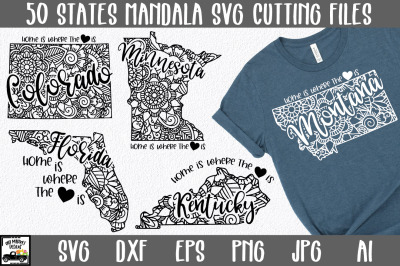 50 States Mandala SVG Bundle - State SVG Cut File