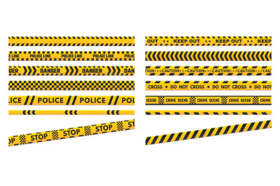 Caution perimeter stripes. Police line for crime scenes or danger. Bla