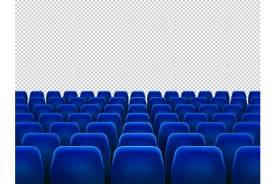 Isolated blue armchairs for cinema, theatre or opera. Realistic row wi