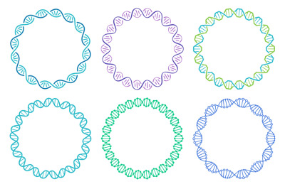 DNA spiral frame set. Human genome helix isolated on white background.