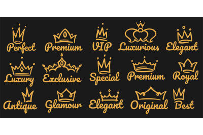 Premium crown logo. Sketch golden luxurious and exclusive, special and