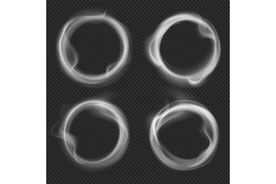 Smoke rings. Abstract realistic vape round symbol. Steam frame after c