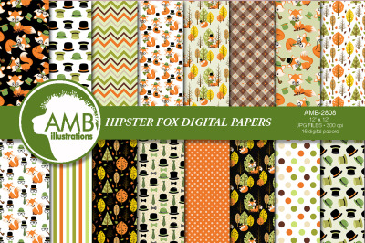 Hipster Fox digital papers AMB-2808