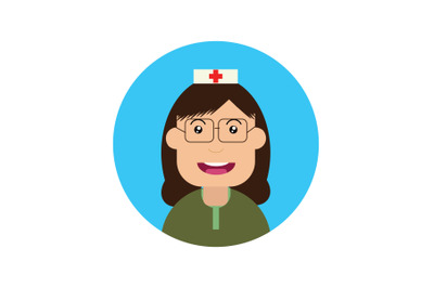 Icon Character Nurse Blue Background