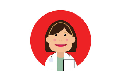 Icon Character Female Doctor Red Background