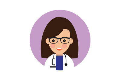 Icon Character Female Doctor Purple Background