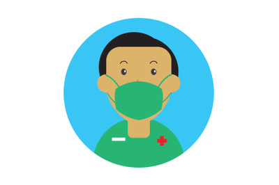 Icon Character Male Nurse With Green Mask