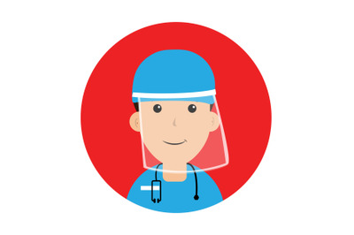 Icon Character Male Nurse With Blue Uniform