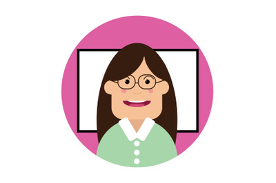 Icon Character Teacher Whiteboard Woman