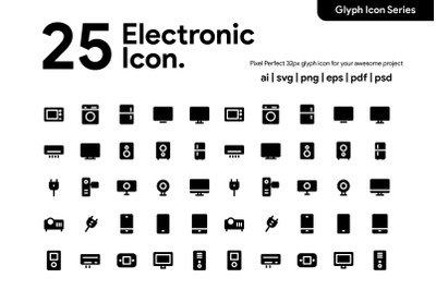 25 Electronic Glyph Icon