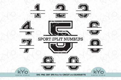 Split Monogram Sport Numbers svg png dxf files