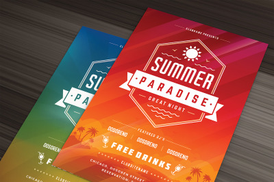 Summer beach party flyer template