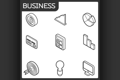 Business outline isometric icons