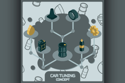 Car tuning color concept isometric icons