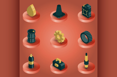 Car tuning color isometric icons