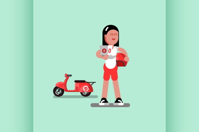 Delivery girl with chinece food