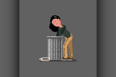 Homeless girl digs in the garbage