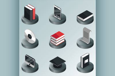 Library color isometric icons