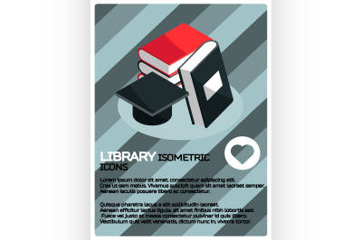 Library color isometric poster