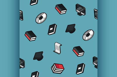 Library color outline isometric pattern