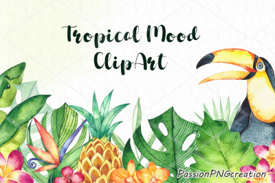 Watercolor Tropical Mood Clipart