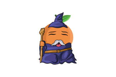 Orange Fruit Wizard Cartoon Character