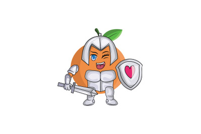 Orange Fruit Knight Cartoon Character