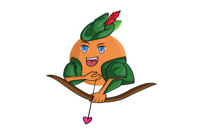 Orange Fruit Archer Cartoon Character Design