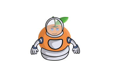 Orange Fruit Astronaut Cartoon Character