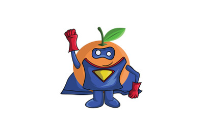 Orange Fruit Superhero Cartoon Character