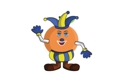 Orange Fruit Jester Cartoon Character