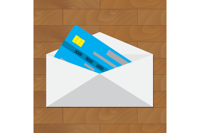 Open credit card. Get card in envelope