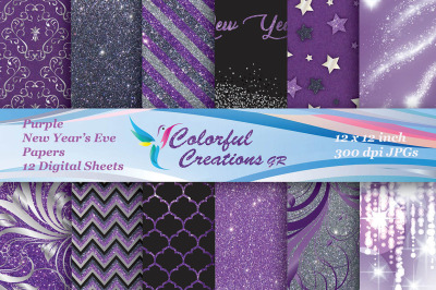 New Years Eve Digital Papers, New Years Eve Scrapbook Papers, New Year