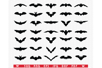 SVG Bats&2C; Black silhouettes&2C; Digital clipart