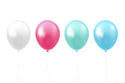 Set of realistic balloons. 4 colors. On white background. Vector illus