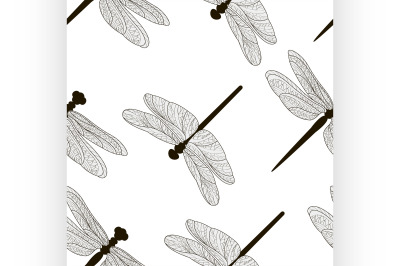 Pattern of silhouettes of dragonflies