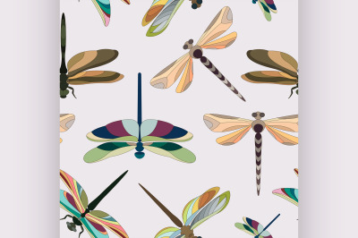 Pattern of silhouettes of dragonflies