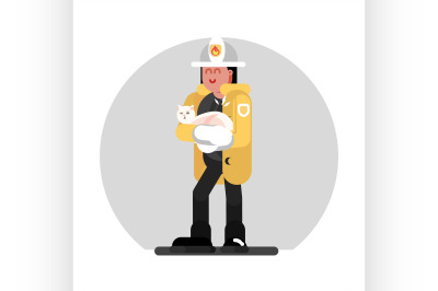 Fireman girl saves the cat