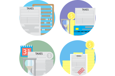 Taxes count and pay a set of icons