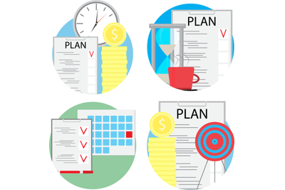 Planning and management of business set icons