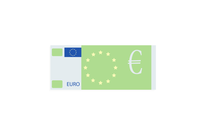 Euro banknote design flat cartoon