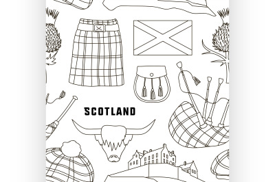 Scotland country set icons pattern