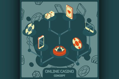 Online casino concept color isometric icons