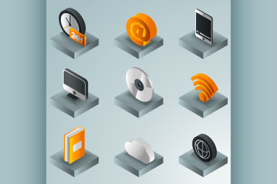 Online library color gradient isometric icons